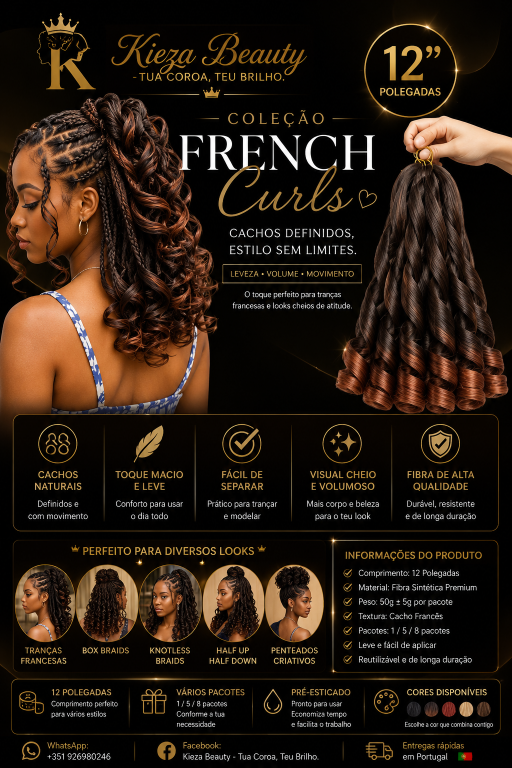 French Curls — 12 Polegadas