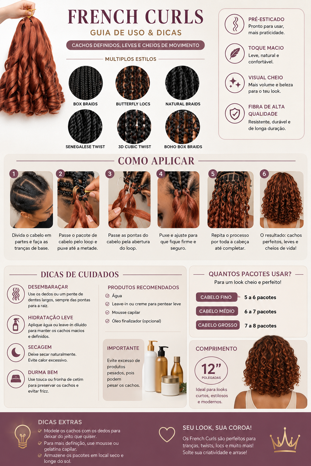 French Curls — 12 Polegadas